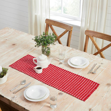 Gallen Red White Runner Fringed 12x36 - The Fox Decor